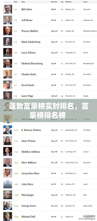 蓬勃富豪榜实时排名,富豪榜排名榜