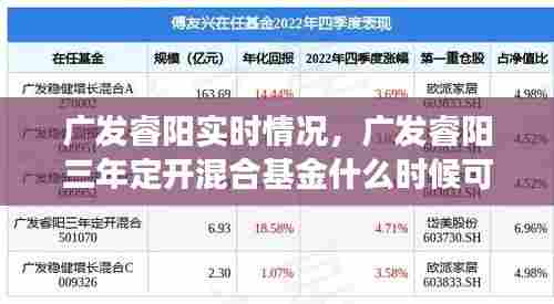 广发睿阳实时情况,广发睿阳三年定开混合基金什么时候可以赎回?