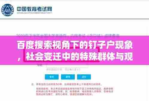 百度搜索视角下的钉子户现象,社会变迁中的特殊群体与观察