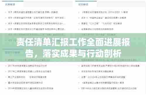 责任清单汇报工作全面进展报告,落实成果与行动剖析