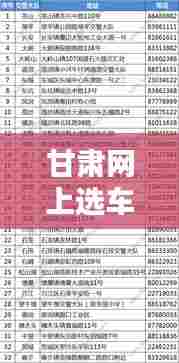 甘肃网上选车号攻略,最新指南助你轻松选号!