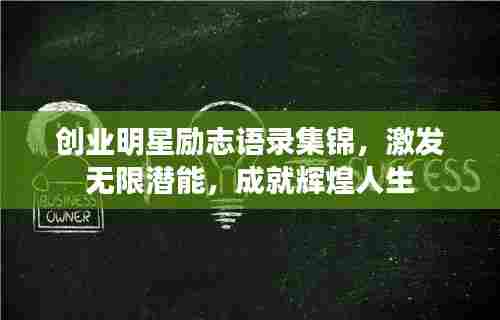 创业明星励志语录集锦,激发无限潜能,成就辉煌人生