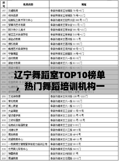 辽宁舞蹈室TOP10榜单，热门舞蹈培训机构一览