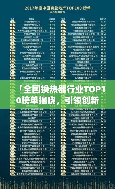 「全国换热器行业TOP10榜单揭晓,引领创新潮流,行业巨头齐聚引领发展风潮」