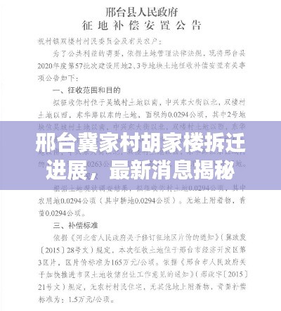 邢台冀家村胡家楼拆迁进展，最新消息揭秘